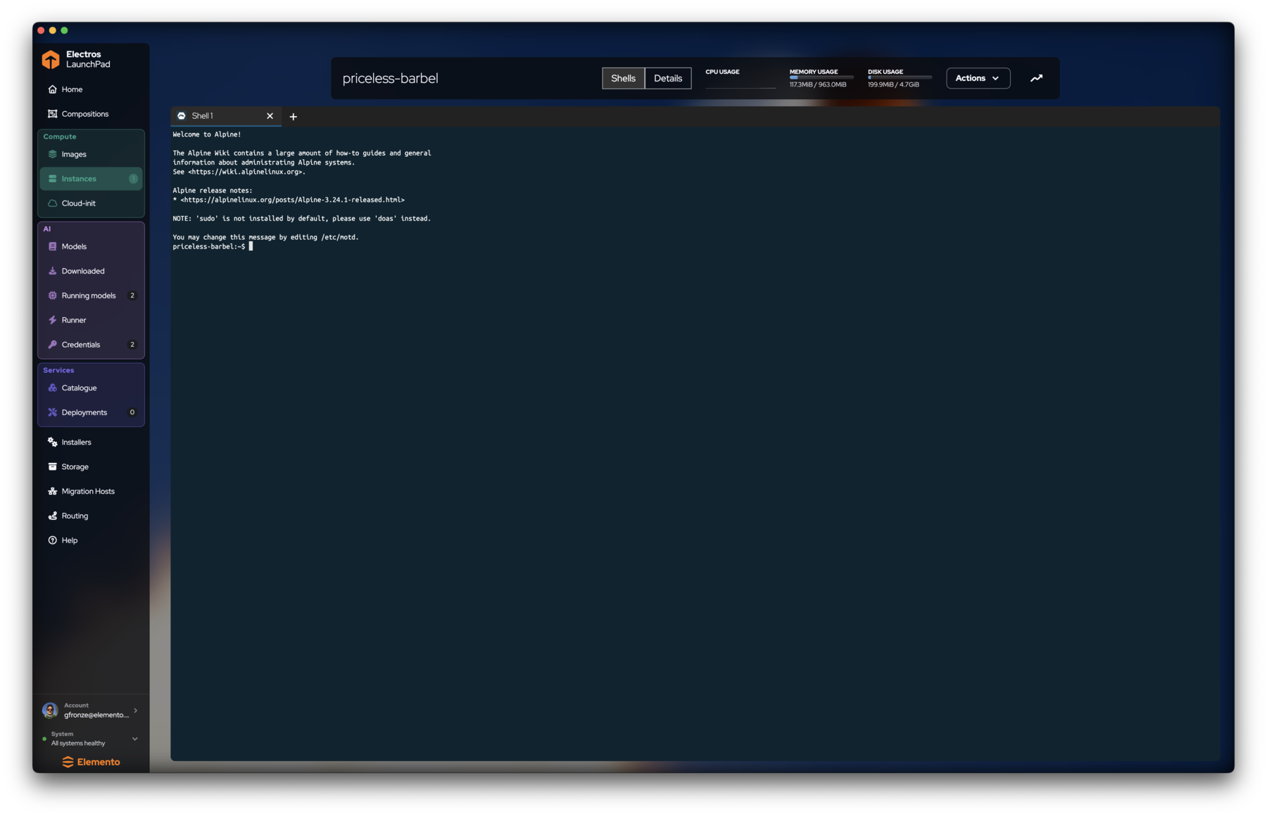 Instance shell