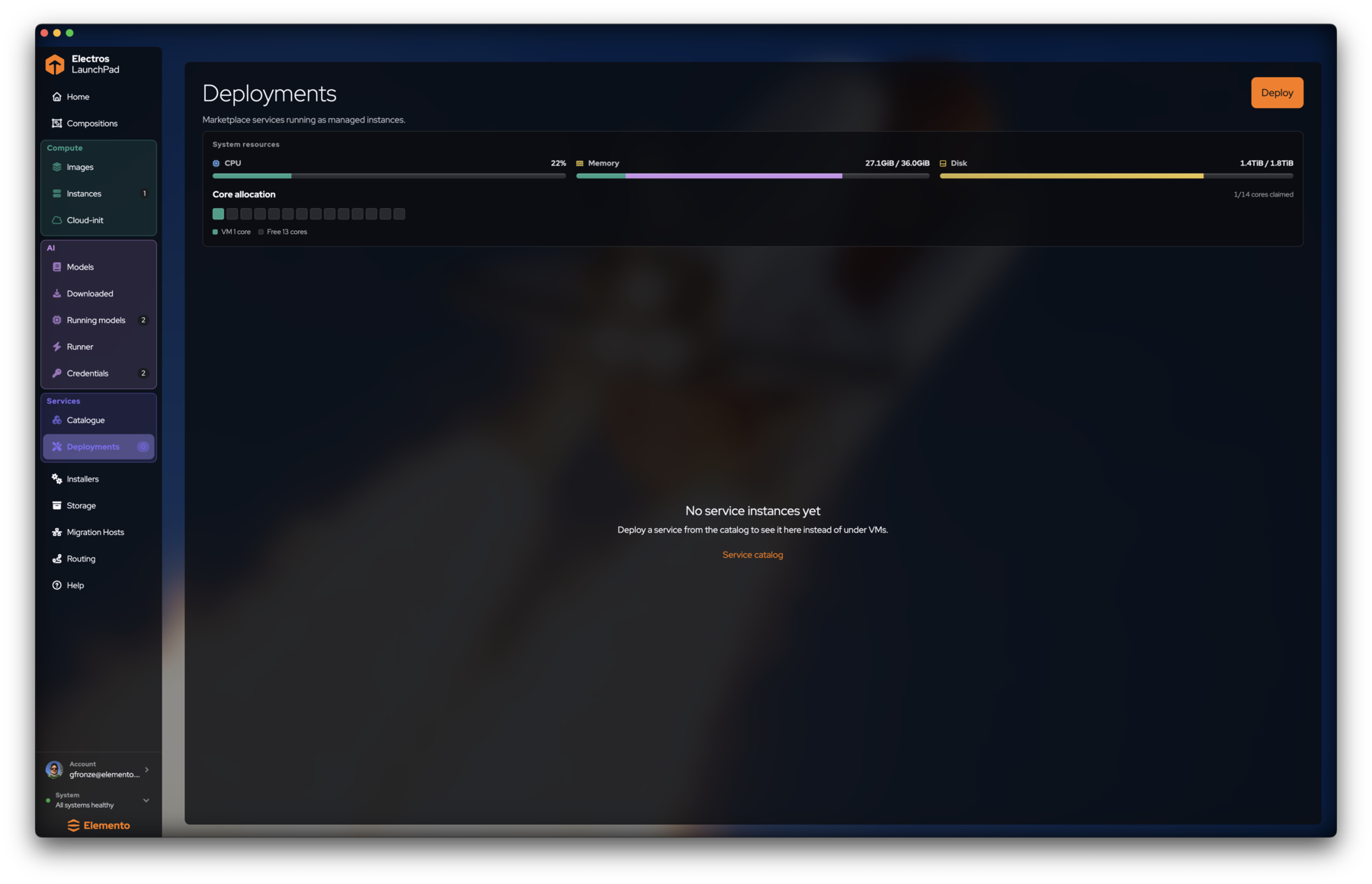 Deployments empty state