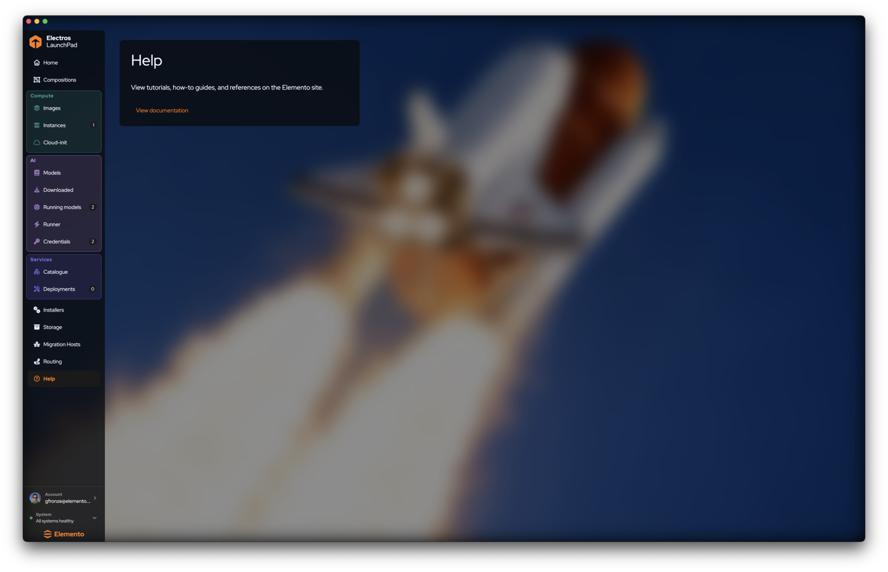 Help page with View documentation link